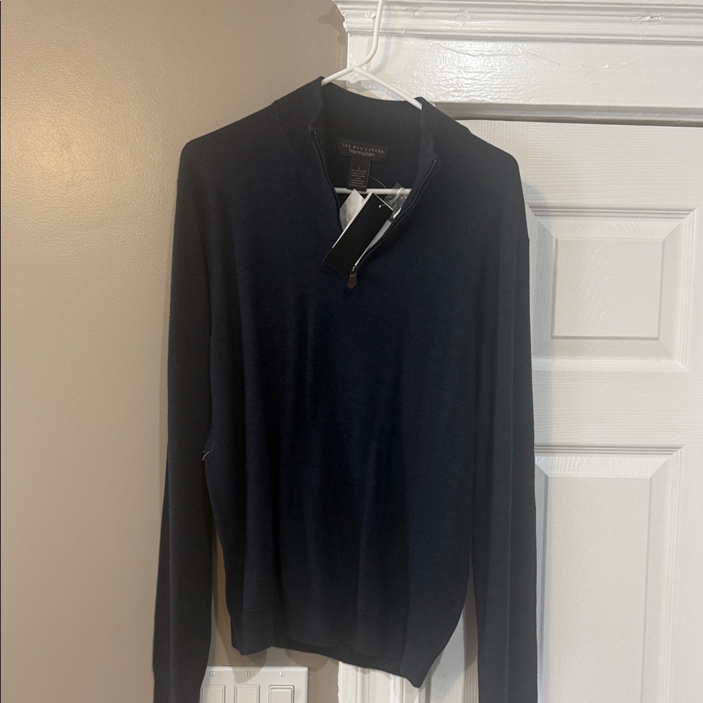 Bloomingdale's Men's Dark Blue Zip-Up Sweater